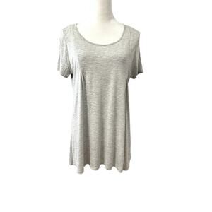 Ink Love And Peace Womens Tunic Top Gray Short Sleeve High Low Key Hole Modal L